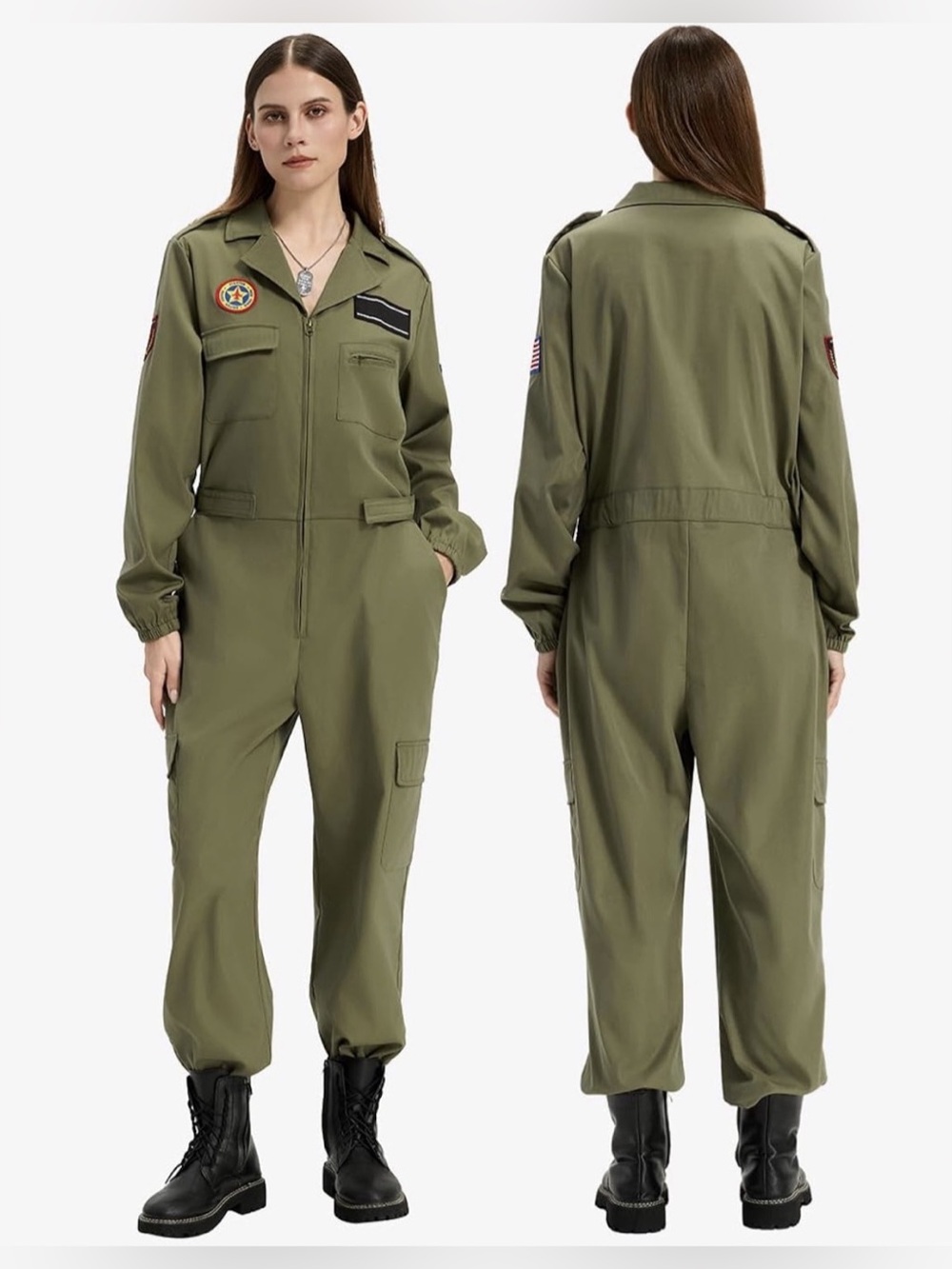 Women's Fighter Pilot Costume Military Jumpsuit for Halloween Size Medium NWT